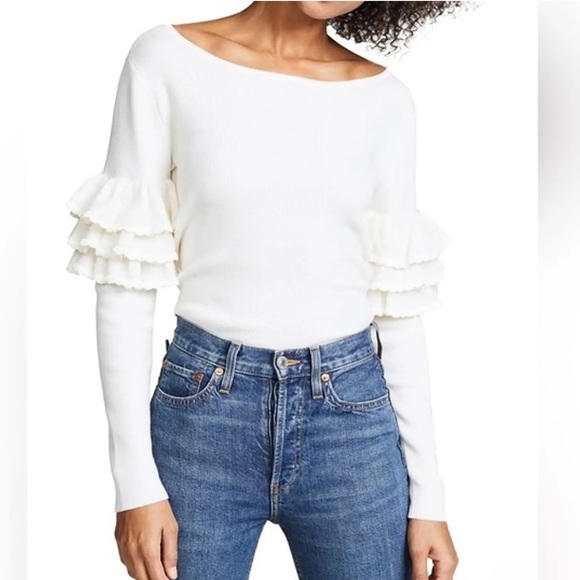 Club Monaco Wool Sweater Ruffle Sleeve - Picture 4 of 5